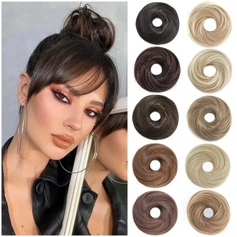 Short Ponytail Bun Hair Extensions Tousled Updo Bun Hairpieces With Elastic Rubber Band Hair Accessories Beauty hair & fashionfj