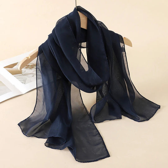 Fashion Feathry Chiffon Soft Solid Scarf Shawl Decorate Silk Scarves Breathable Sun Protection Elegant Lady Versatile Bandana Beauty hair & fashionfj