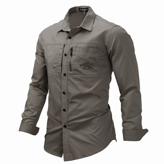 Fredd Marshall 2023 Fashion Military Shirt Long Sleeve Multi-pocket Casual Shirts Brand Clothes Army Green Camisa Masculina 117 Beauty hair & fashionfj