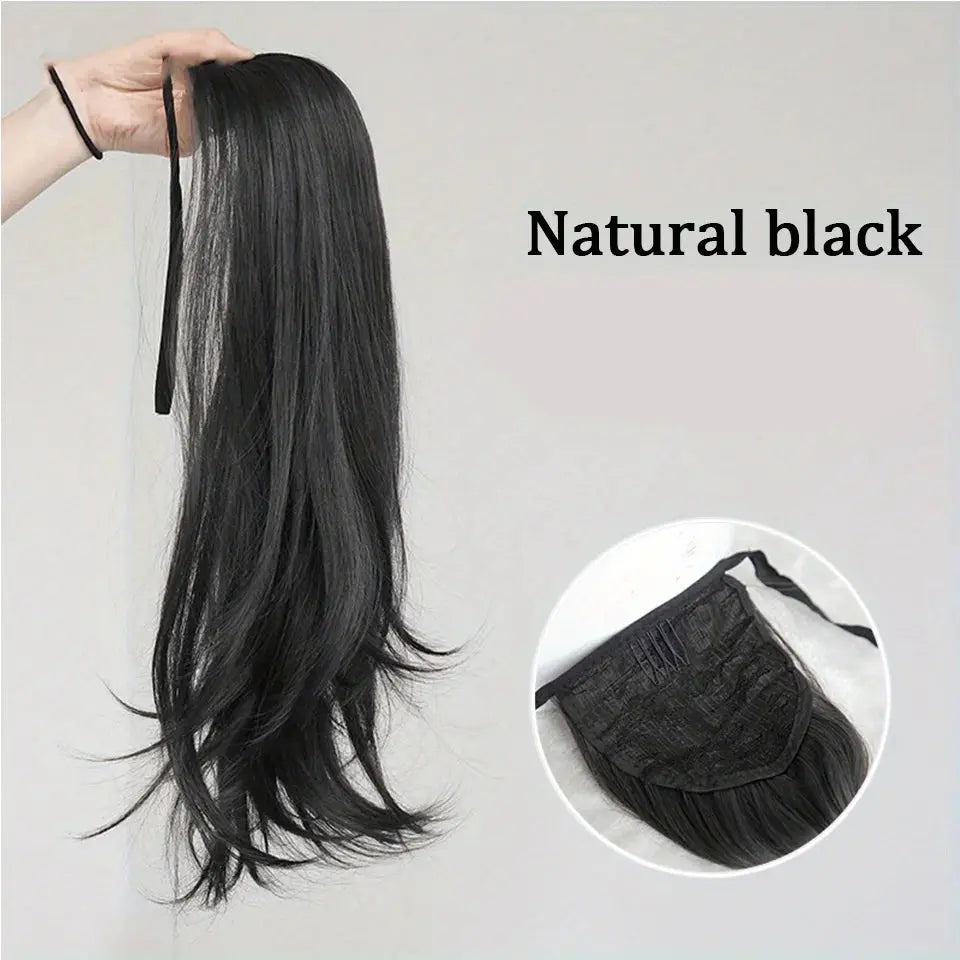 Elegant Women's Straight Hair Ponytail Extensions Long Stylish Synthetic Hair for Daily Use Easy Drawstring Attachment Beauty hair & fashionfj