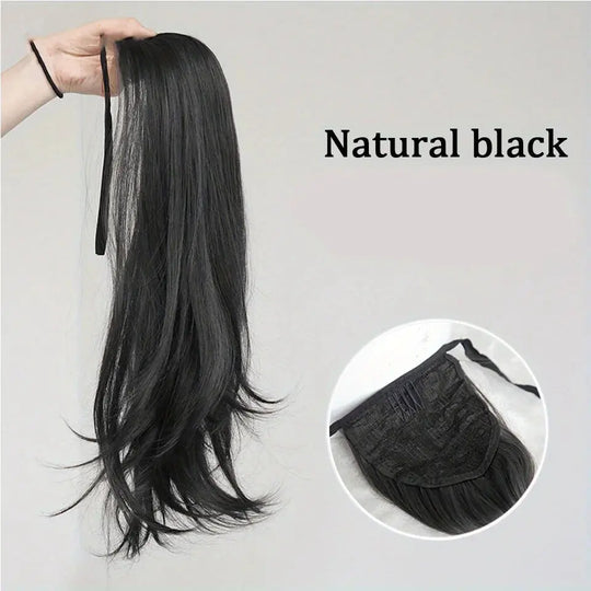Elegant Women's Straight Hair Ponytail Extensions Long Stylish Synthetic Hair for Daily Use Easy Drawstring Attachment Beauty hair & fashionfj