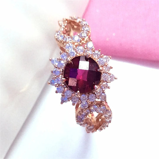 585 Purple Gold Plated 14K Rose Gold Chain Ruby Set necklace earrings rings luxury ladies wedding engagement jewelry Beauty hair & fashionfj