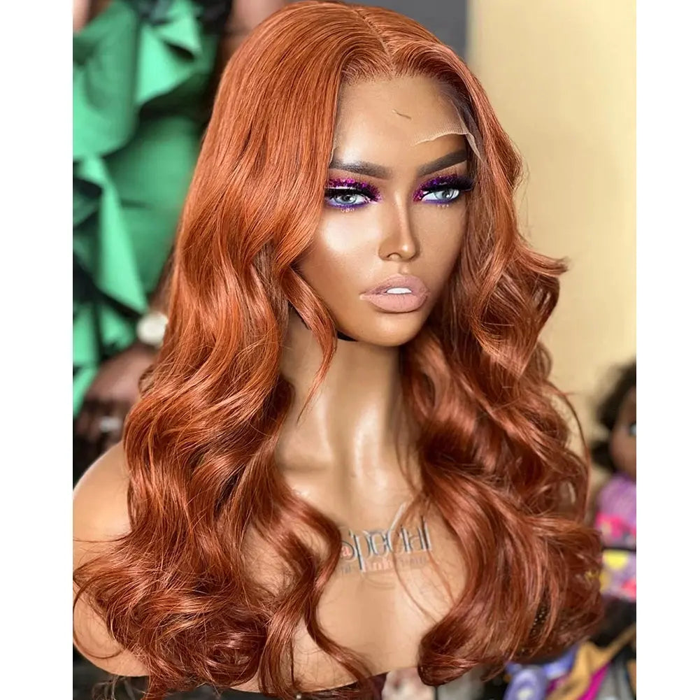 AIMEYA Ginger Synthetic Lace Wigs for Black Women Natural Hairline Synthetic Lace Frontal Wig Heat Resistant Fiber Orange Wigs Beauty hair & fashionfj