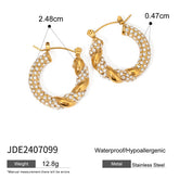 Youthway Cubic Zirconia Stainless Steel Twisted Hoop Earrings For Women 18K gold-plated Trendy Chunky Jewelry Gift Beauty hair & fashionfj