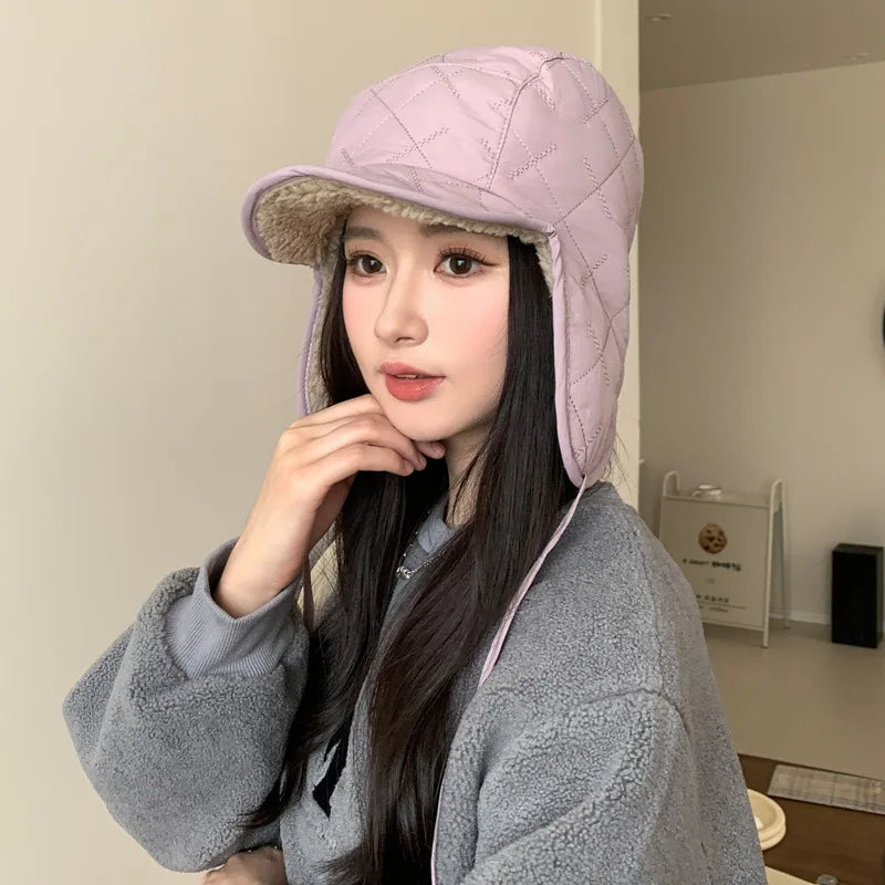 Winter Hats For Women Bomber Hats Windproof Keep Warm With Earflaps Thick Velvet Outdoor Cycling Headwear New