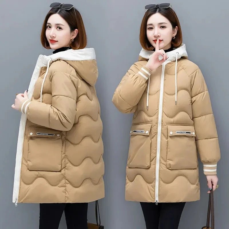 Long Winter Jacket Women Down Cotton Coats 2024 New Cotton Padded Puffer Parka Coat Women Hooded Outwear Thicken Warm Jacket 4XL