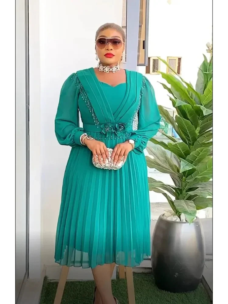 African Dress Women Fashion Elegant Clothing Plus Size Wedding Party Summer Dressing 2025 For Office Pleated Skirt Daily Wear Beauty hair & fashionfj
