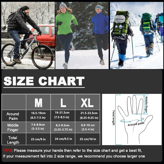 Winter Gloves Waterproof Thermal Touch Screen Thermal Windproof Warm Gloves Cold Weather Running Sports Hiking Ski Gloves