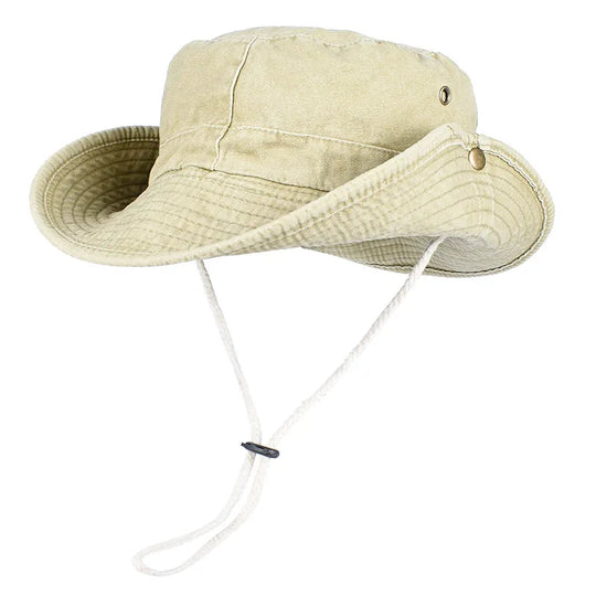 Summer Bucket Hats 2025 Outdoor Sun Hat Woman Solid Cotton Wide Brim UV Protection Men's Panama Hat Beach Fisherman Fishing Cap Beauty hair & fashionfj
