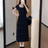 Lucyever Fake Two Piece Bowknot Print Dress Women Summer Lace Patchwork Short Sleeve Dresses Korean Fashion Slim Mini Dress Lady Beauty hair & fashionfj