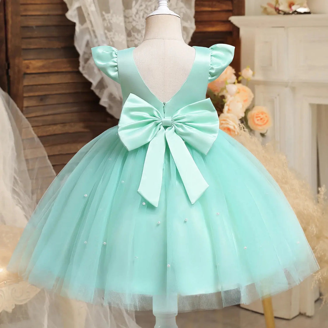 Toddler Girl Red Christmas Princess Dress Cute Baby Girl 1st Birthday Party Tutu Gown Newborn Backless Bow Beading Xmas Costume Beauty hair & fashionfj
