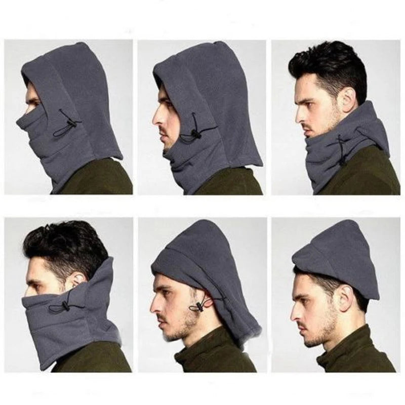 Winter Men Women Warm Hat Waterproof Thermal Fleece Balaclava Hat Hooded Neck Warmer Hiking Scarves Outdoor Riding Windproof Cap