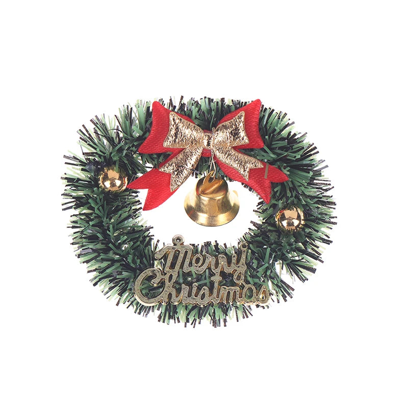 6cm Dollhouse Miniature Christmas Garland Wreath Model Doll Christmas Decor Toy Ornament Artificial Flower Wreath DIY Kid Gift