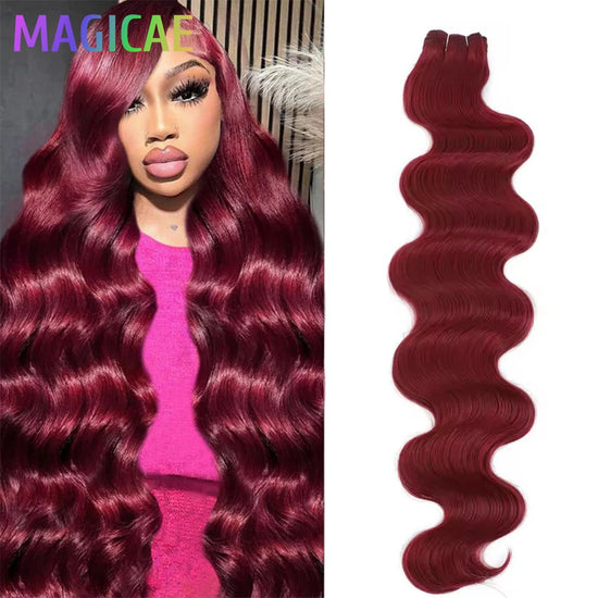 30Inches Red Burgundy High Temperature Soft Sliver White 613 Natural Fiber Hair Extensions GREY Bio Body Wave Hair Weave Bundles