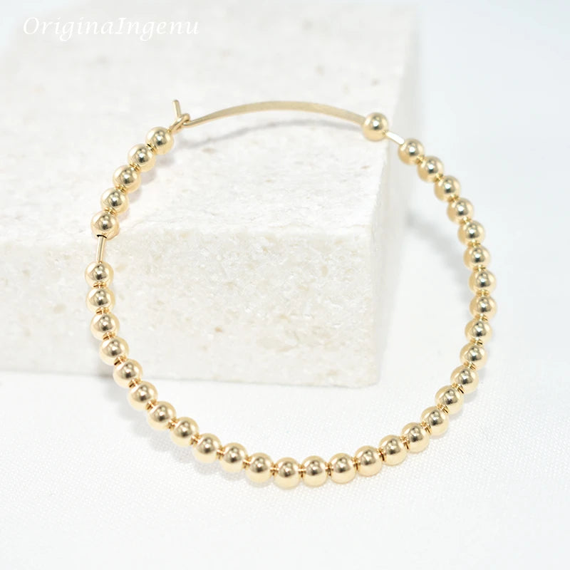 14K Gold Filled Hoop Earrings Gold Beads Jewelry Handmade Minimalism Earrings Brincos Pendientes Oorbellen Boho Earrings