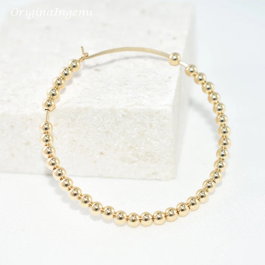 14K Gold Filled Hoop Earrings Gold Beads Jewelry Handmade Minimalism Earrings Brincos Pendientes Oorbellen Boho Earrings