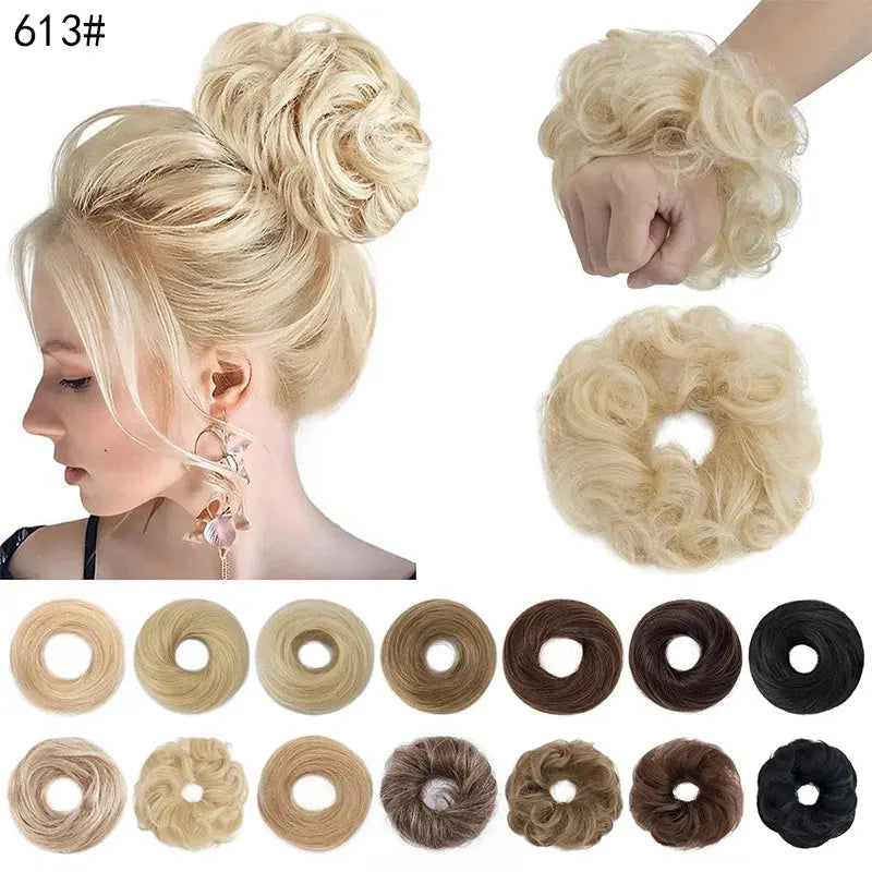 Short Ponytail Bun Hair Extensions Tousled Updo Bun Hairpieces With Elastic Rubber Band Hair Accessories Beauty hair & fashionfj