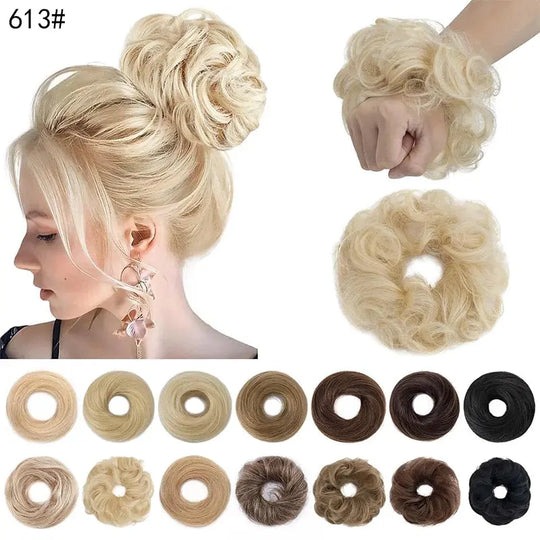 Short Ponytail Bun Hair Extensions Tousled Updo Bun Hairpieces With Elastic Rubber Band Hair Accessories Beauty hair & fashionfj