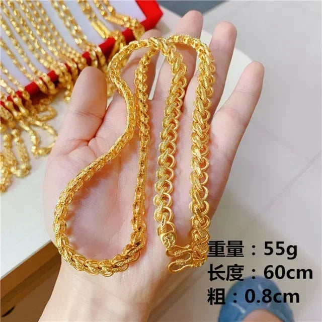 9999 real gold necklace men&