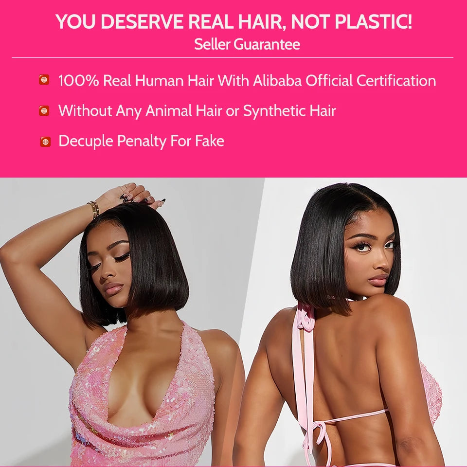 Wear Go Bob Wigs For Women Human Hair 180% Straight Glueless Wig Ready To Go Human Hair Wig Pre Cut Preplucked Lace Air Wig Sale Beauty hair & fashionfj