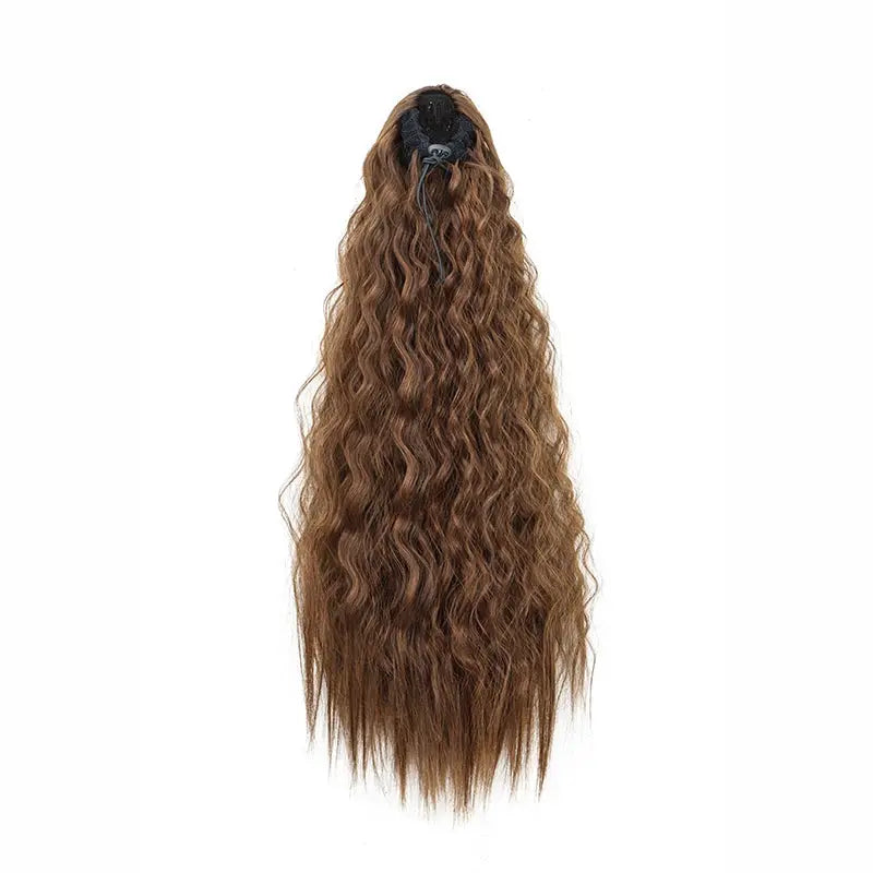 22Inch Synthetic Long Kinky Curly Ponytail Hair Extension Drawstring Wrapped Clip in Hair Black Hairpiecefor Women Beauty hair & fashionfj