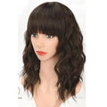 HAIR Natural Brown Synthetic Curly Wavy Bob Wig with Bangs for Women Beauty hair & fashionfj