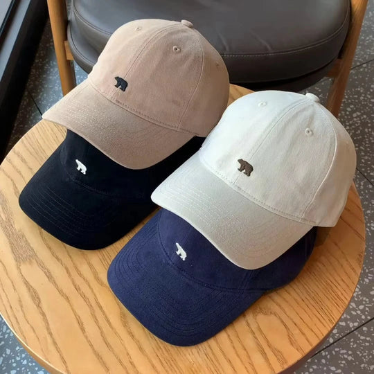 Polar Bear Embroidered Baseball Hats for Men and Women, Wide brims to Show Face, Small Retro Hats, Soft Top Duck Tongue Hats Beauty hair & fashionfj