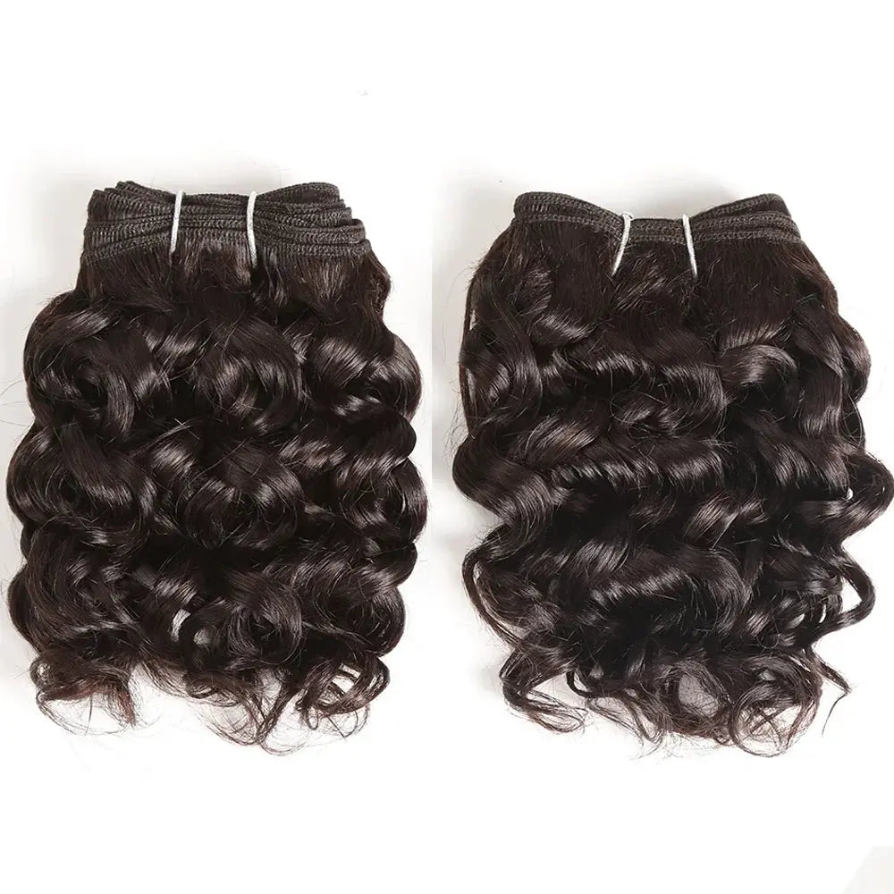 Short Jerry Curl Hair Weave Bundles 2Pcs/Set Brazilian Hair Weave Bundles 12A Remy Human Hair Extensions Natural Brown Remy Beauty hair & fashionfj