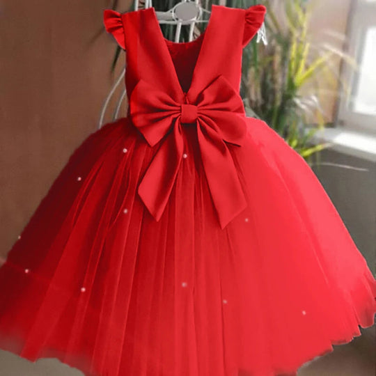 Toddler Girl Flower Birthday Tulle Dress Backless Bow Wedding Gown 1-8Y Kids Party Wear Princess Dress Baby Girl Bowknot Dresses Beauty hair & fashionfj