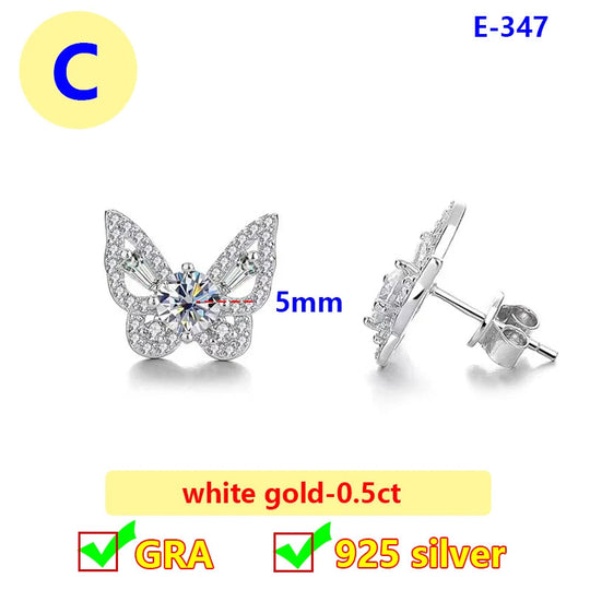 Butterfly Premium Moissanite Stud Earring for Women luxury Original 925 Sterling Silver Women's Moissanite Diamond Hoop Earrings Beauty hair & fashionfj