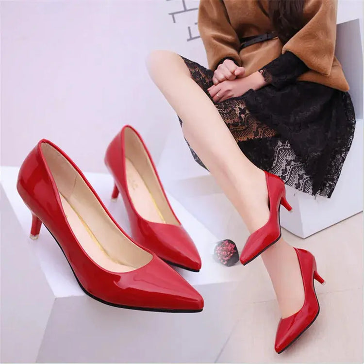 Shoes Ladies Pumps Medium Heel Nude Sexy High Heels Weeding Shoes Women Office Work White Pumps Party Shoes Beauty hair & fashionfj
