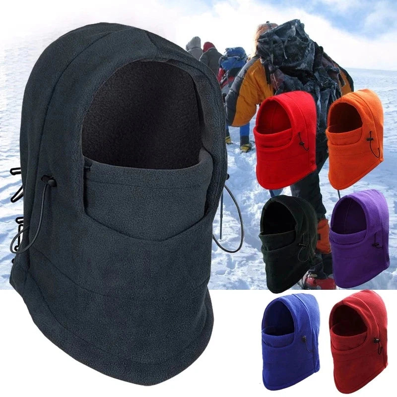 Winter Men Women Warm Hat Waterproof Thermal Fleece Balaclava Hat Hooded Neck Warmer Hiking Scarves Outdoor Riding Windproof Cap