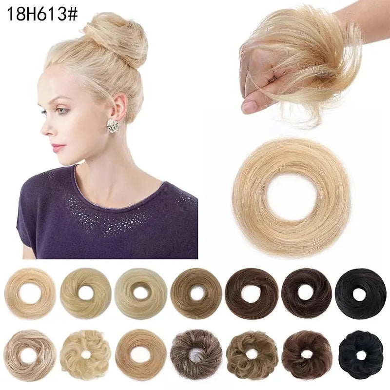 Short Ponytail Bun Hair Extensions Tousled Updo Bun Hairpieces With Elastic Rubber Band Hair Accessories Beauty hair & fashionfj