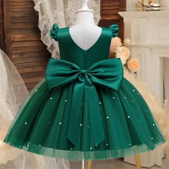 Toddler Girl Flower Birthday Tulle Dress Backless Bow Wedding Gown 1-8Y Kids Party Wear Princess Dress Baby Girl Bowknot Dresses Beauty hair & fashionfj