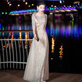 Evening Gown High-end Banquet Niche Light Luxury Host Steel Companion Conductor Choir Performance Costume Women&
