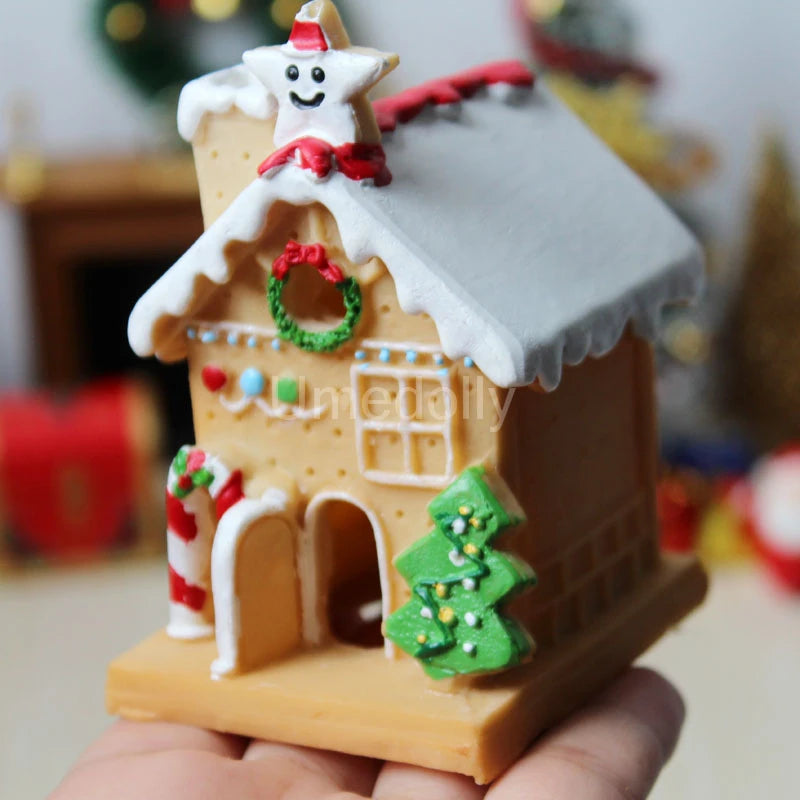1/12 Scale Miniature Dollhouse Christmas Tree & Mini Fence Doll House X-mas Wreath Decoration Accessories Toy