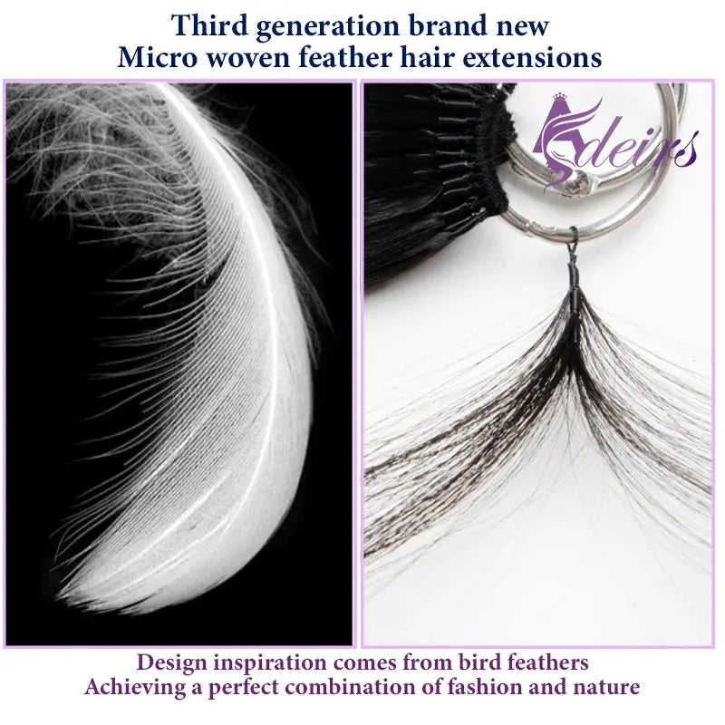 ADEIRS New Feather hair extensions 100% Human Hair Real Natural Hair Comfortable and Invisible Black Brown Blonde Straight Beauty hair & fashionfj