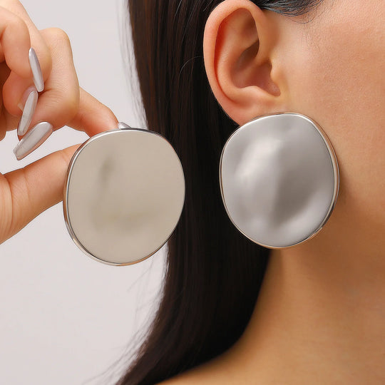 Exaggerated Gold Color Heart Oval Earrings For Women Metal Earing Jewelry 2025 Trending Irregular Wrinkled Geometric Earrings