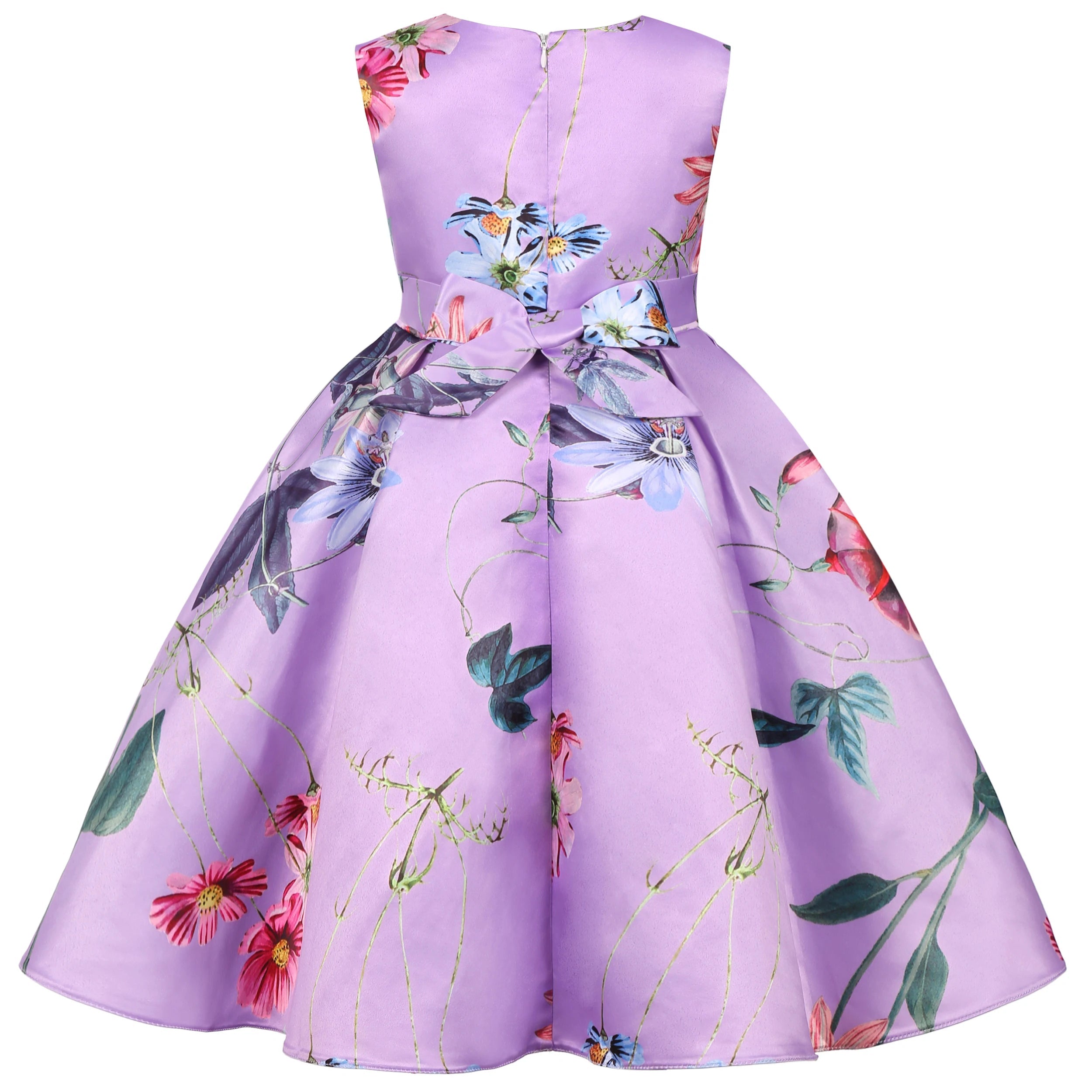 2025European and American children's new flower vintage print princess dress girl holiday party dress dress Beauty hair & fashionfj