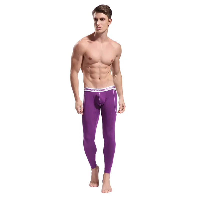 Autumn/Winter Warm Long Pants Men's Thermal Underwear Bottoms Thin Breathable Soft Slim Fit Elasticity Bulge Pouch Legging Basic