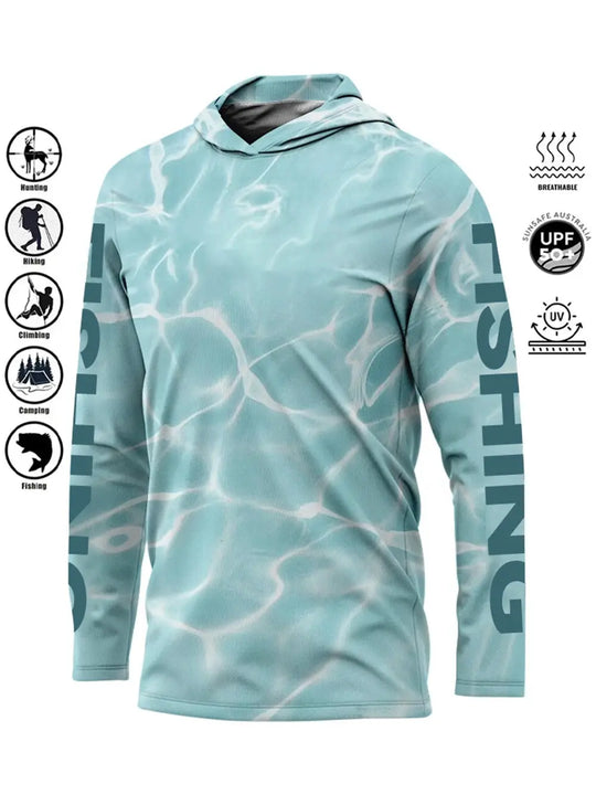 Fishing Shirt Hooded Outdoor Uv Protection Large Size Man Camouflage Printing Moisture Wicking Jersey Fishing Apparel Tops Beauty hair & fashionfj