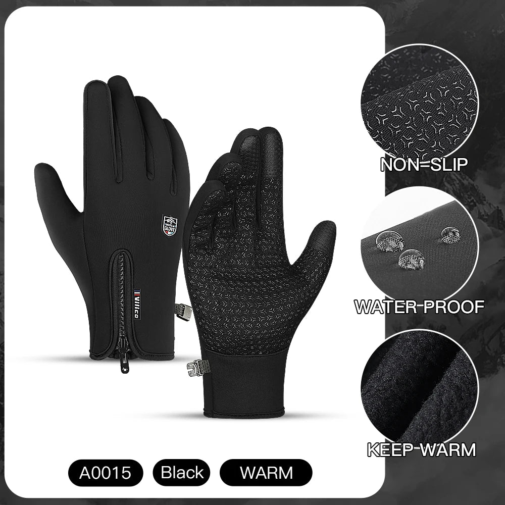 Thermal Gloves For Men Winter Cycling Bike Warm Fleece Cold Resistance Wind Waterproof Outdoor Running Skiing Mittens