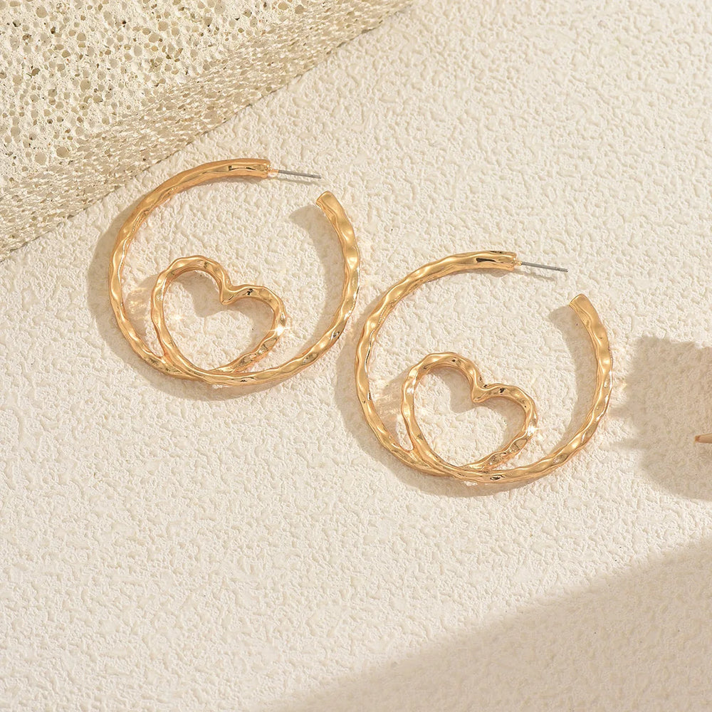 Gold Heart Earrings Women Elegant Hollow Love Dangle Earrings for Women Party Wedding Gift Fashion Jewelry Accessories