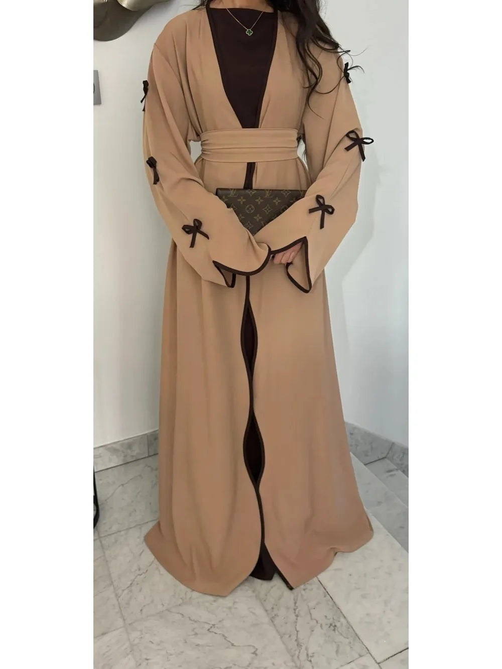 Eid Bow Abaya Women Cardigan Dress Muslim Party Caftan Robe Jalabiya Morocco Dubai Kaftan Islam Vestidos Largos Ramadan 2025 Beauty hair & fashionfj