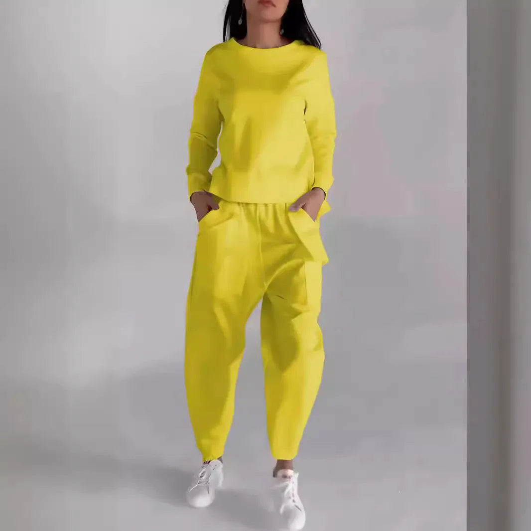 Women's suits 2024 European and American new fashion lace-up technology multi-pocket trendy sports solid color casual pants suit Beauty hair & fashionfj