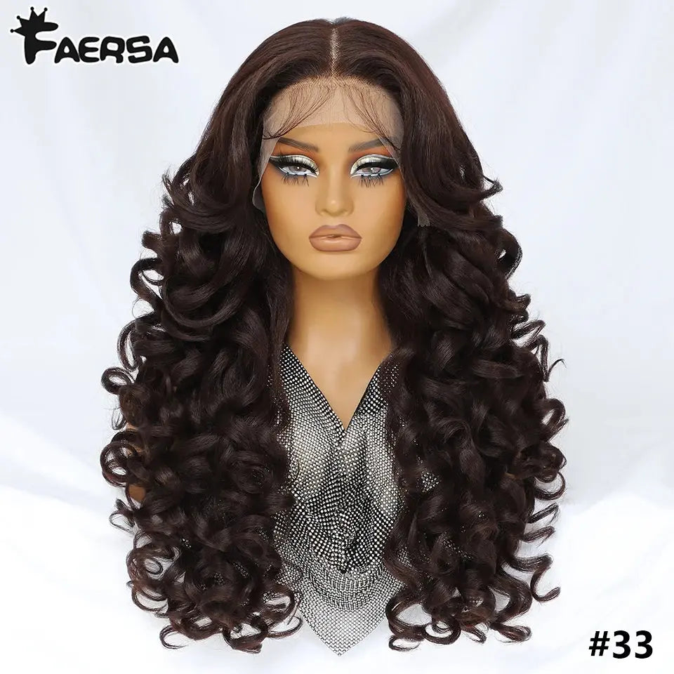 Latisha 13X6 HD 13X5X1 Synthetic Lace Front Wigs Curly Pre Plucked Lace Frontal Wig with Bangs for Women Highlight with Babyhair Beauty hair & fashionfj