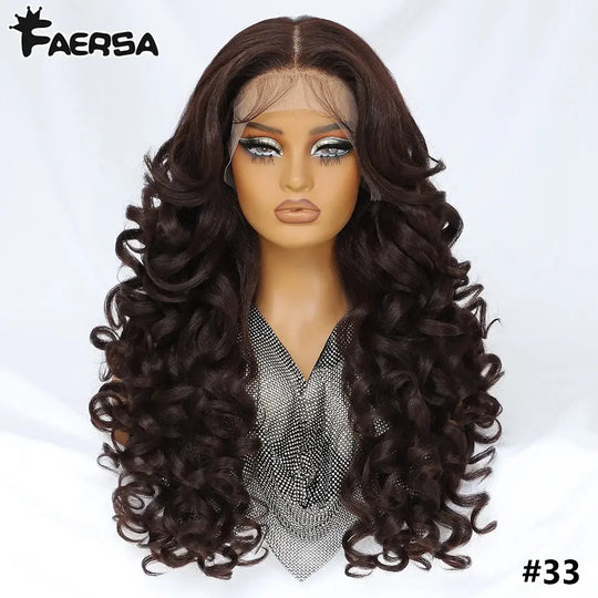 Latisha 13X6 HD 13X5X1 Synthetic Lace Front Wigs Curly Pre Plucked Lace Frontal Wig with Bangs for Women Highlight with Babyhair Beauty hair & fashionfj