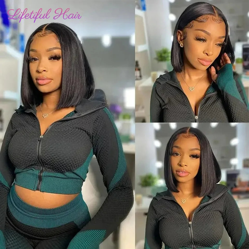 Glueless Bob Hair Wig Human Hair Ready To Wear Straight Transprent 4x4 Lace Closure Wigs For Women Glueless Wigs Human Hair Beauty hair & fashionfj