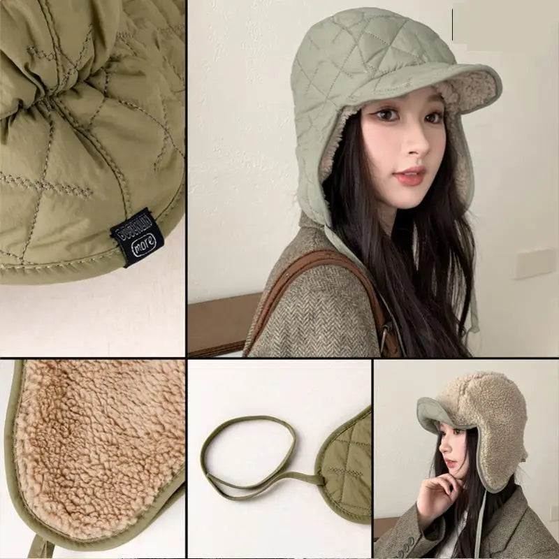 Winter Hats For Women Bomber Hats Windproof Keep Warm With Earflaps Thick Velvet Outdoor Cycling Headwear New
