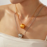 Women 18K Gold Plated Necklace Fashion Popular Waterproof Chian with Shiny Round Pendant Female Girl Jewelry Gift Accessories Beauty hair & fashionfj